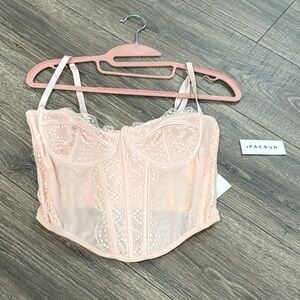 PacSun Pink Lace Bustier corset Top - size medium - NWT